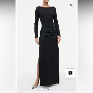 NWT Staud BLACK HOLLAND MIXED MEDIA LS MAXI DRESS Size 10